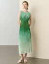 Ombre Crinkle Pleat Sleeveless Midi Dress