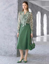 Sheer Abstract Print Bow Neck Blouse