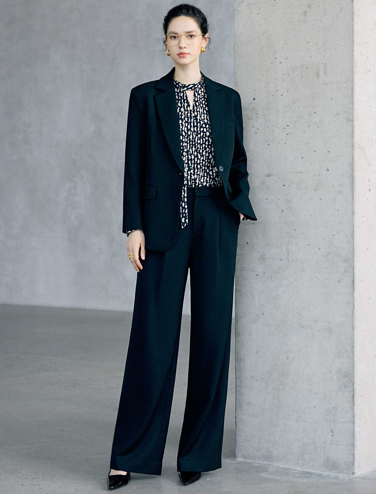 Notched Lapel Single Button Tailored Blazer