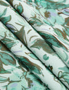 Green Floral V-Neck Tie Waist Midi Chiffon Dress