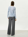 Floral Print Long-Sleeve Cowl-Neck Ruched Top