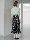 Mulberry Silk Floral Print Midi Skirt