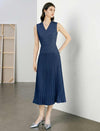 V-Neck Pleated Midi Dress