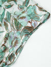 Green Floral V-Neck Tie Waist Midi Chiffon Dress