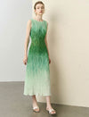 Ombre Crinkle Pleat Sleeveless Midi Dress