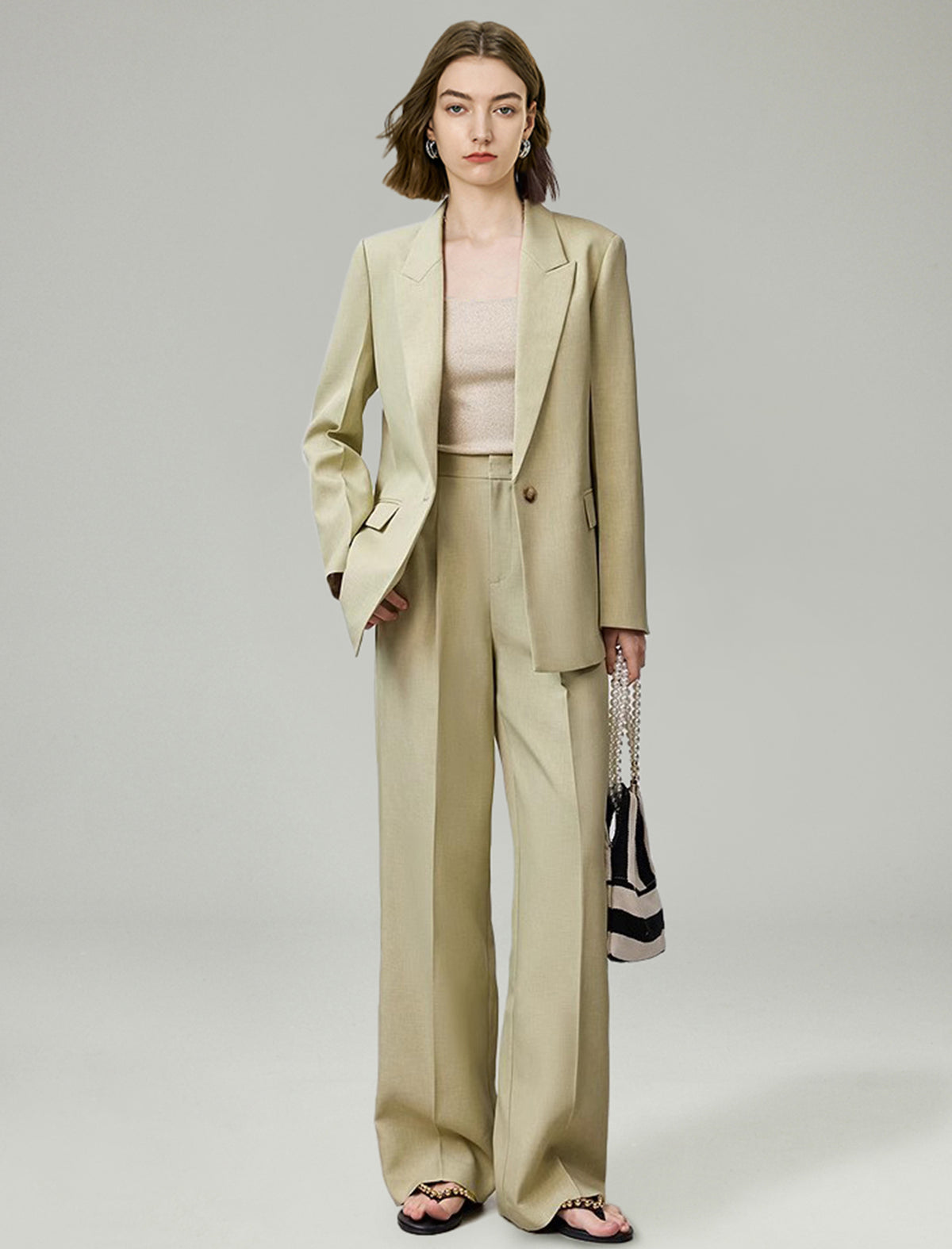 One Button Relaxed Fit Blazer