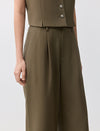 Linen Blend Wide-Leg Tailored Pants