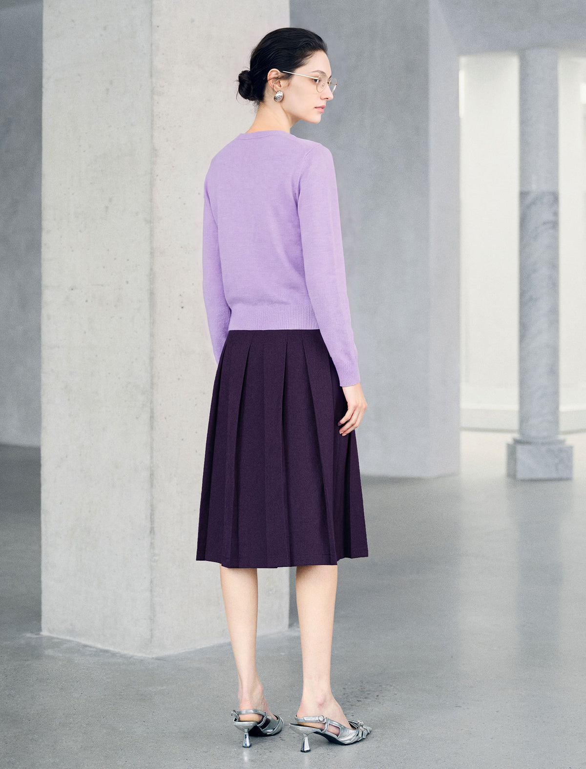 Vintage A-Line Pleated Midi Skirt
