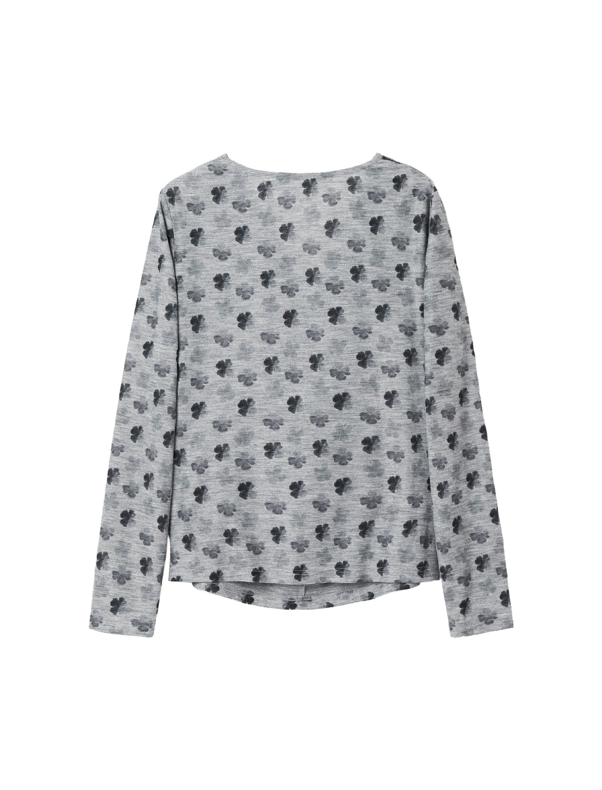 Floral Print Long-Sleeve Cowl-Neck Ruched Top