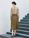 Pleated High Waist A-Line Midi Skirt