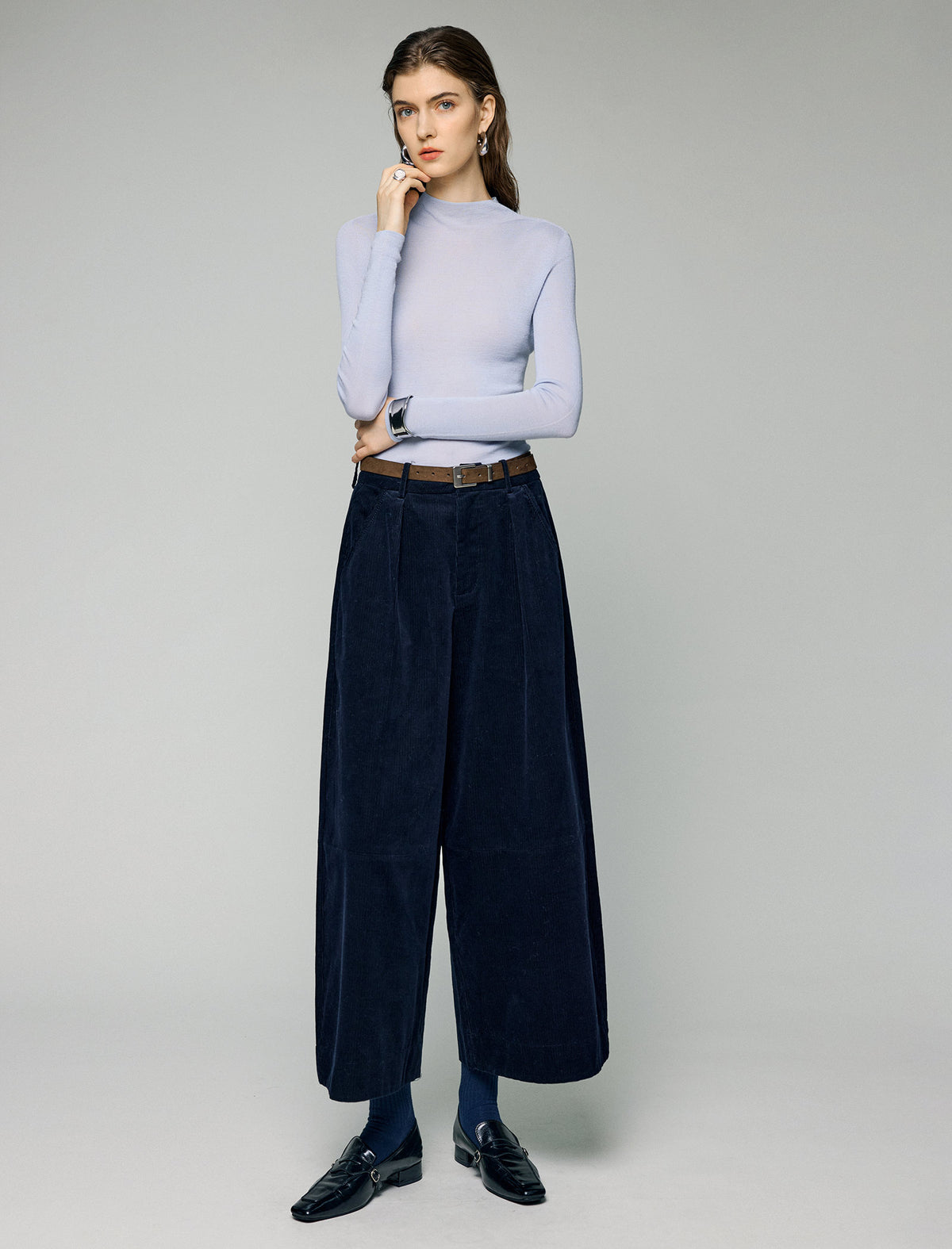 Textured Relaxed Wide-Leg Pants