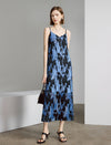 Floral Print Side Slit V-Neck Slip Midi Dress