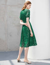 V-Neck Waist-Cinched Short Sleeve Dress