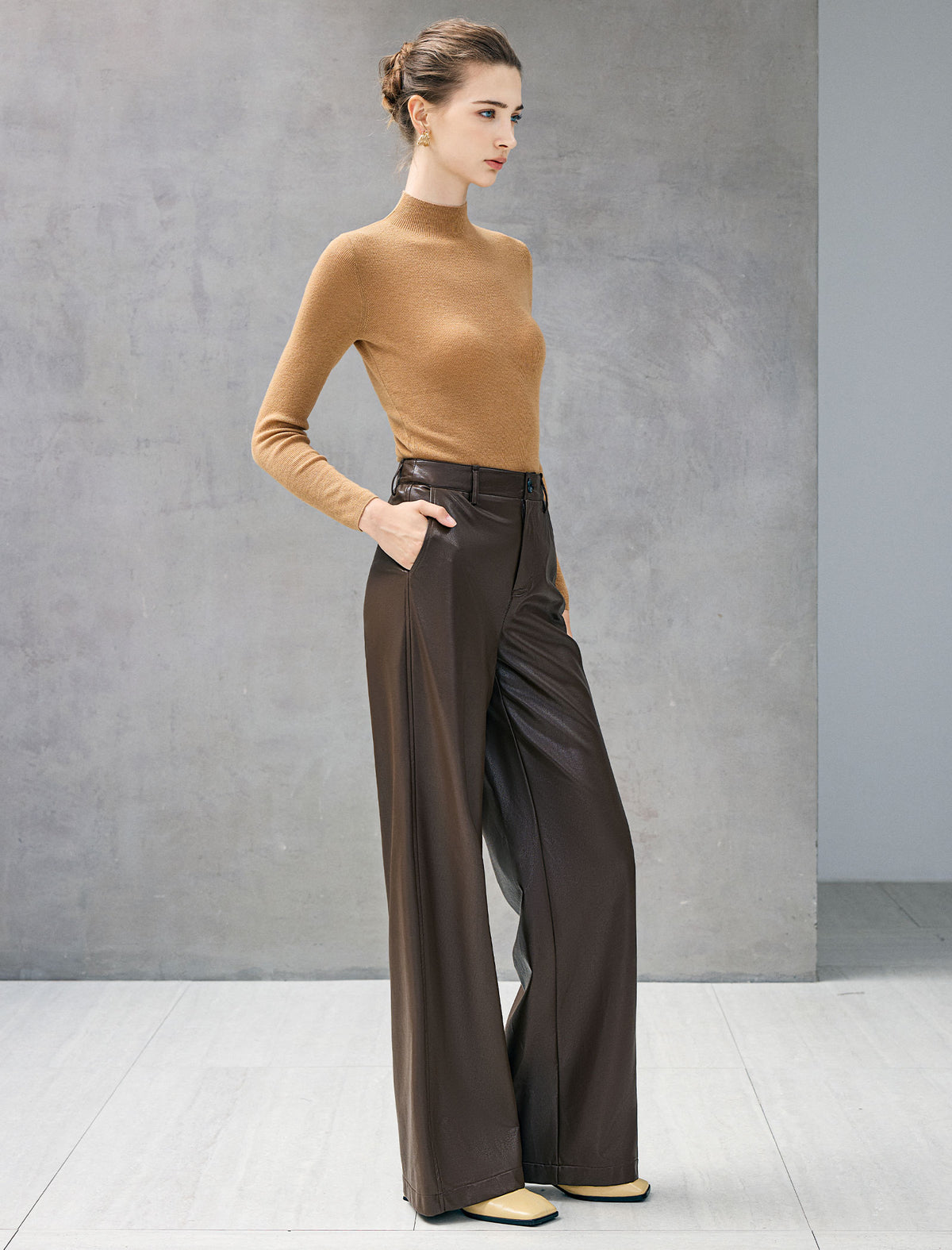 Mock Neck Long Sleeve Knit Top