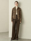 Plaid Wool-Blend Zip Front Jacket