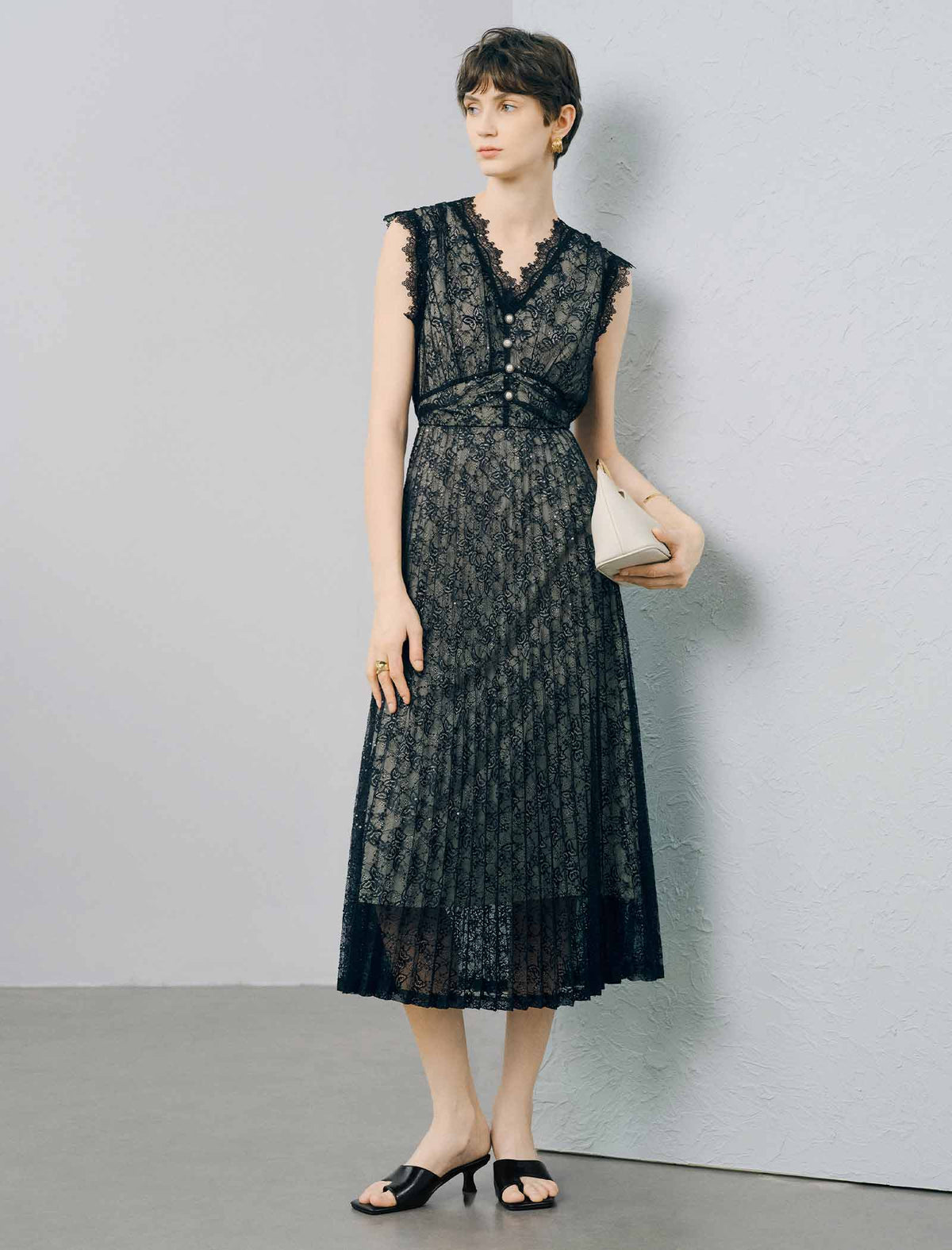 Black Lace Mesh Sheath Dress