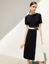 Round Neck Asymmetric Color-Block Dress