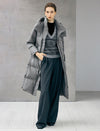 Belted Quilted Zip-Front Long Puffer Coat
