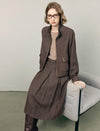 Wool Blend Textured Stand-Collar Zip-Front Cropped Jacket