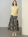 Floral Pleated Midi Skirt