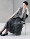 Pleated A Line Midi Skirt