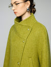Wool Blend Ruched-Lapel Raglan-Sleeve Cropped Jacket