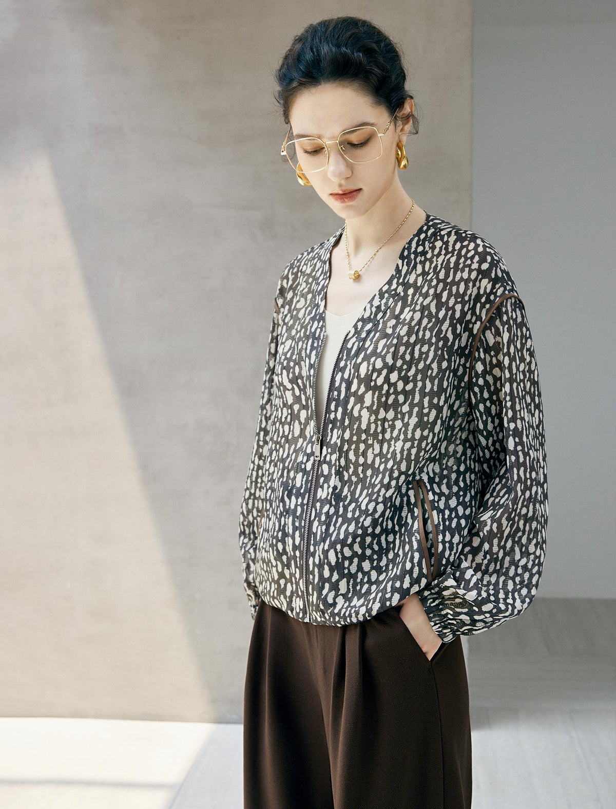 Retro Dot Thin Jacket Coat