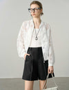 High-Waisted Black Contrast Stitch Bermuda Shorts