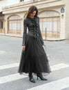 Charcoal Tiered Tulle Maxi Skirt