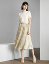 Solid Color Pleated Midi Skirt