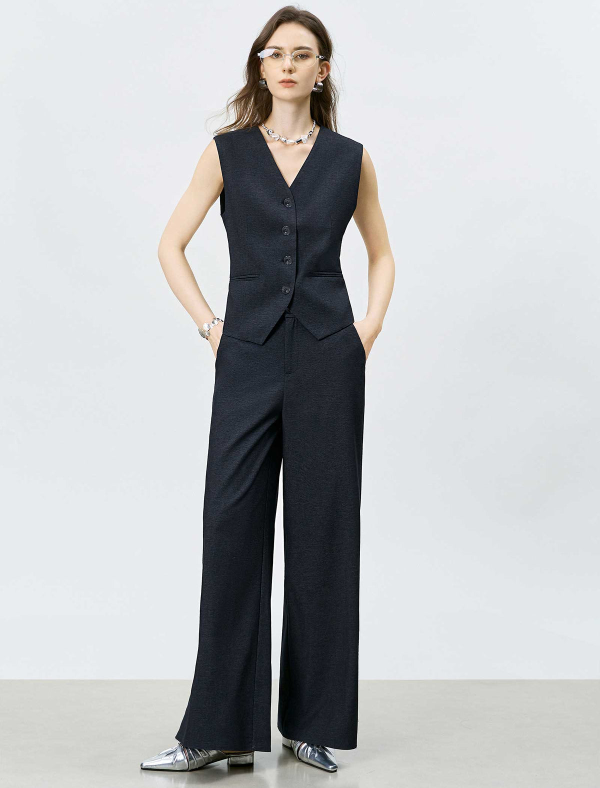 V‑Neck Sleeveless Waistcoat Vest