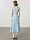 Light Blue Tencel Sleeveless A-Line Midi Dress