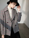Wool Blend Plaid Collared Top