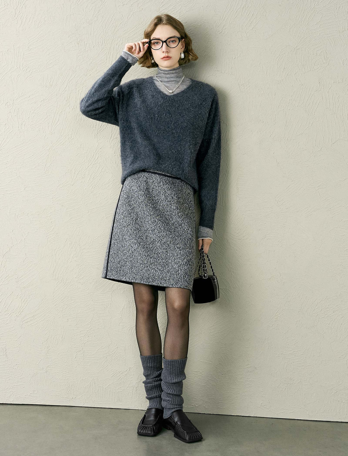 Wool Cashmere Blend V-Neck Sweater
