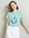 Sequin Floral Embroidered T-Shirt