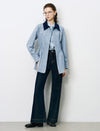 Blue Waist-Defining Vintage Trench Coat