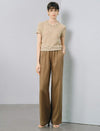 Beaded Open-Knit Short Sleeve Knit Top