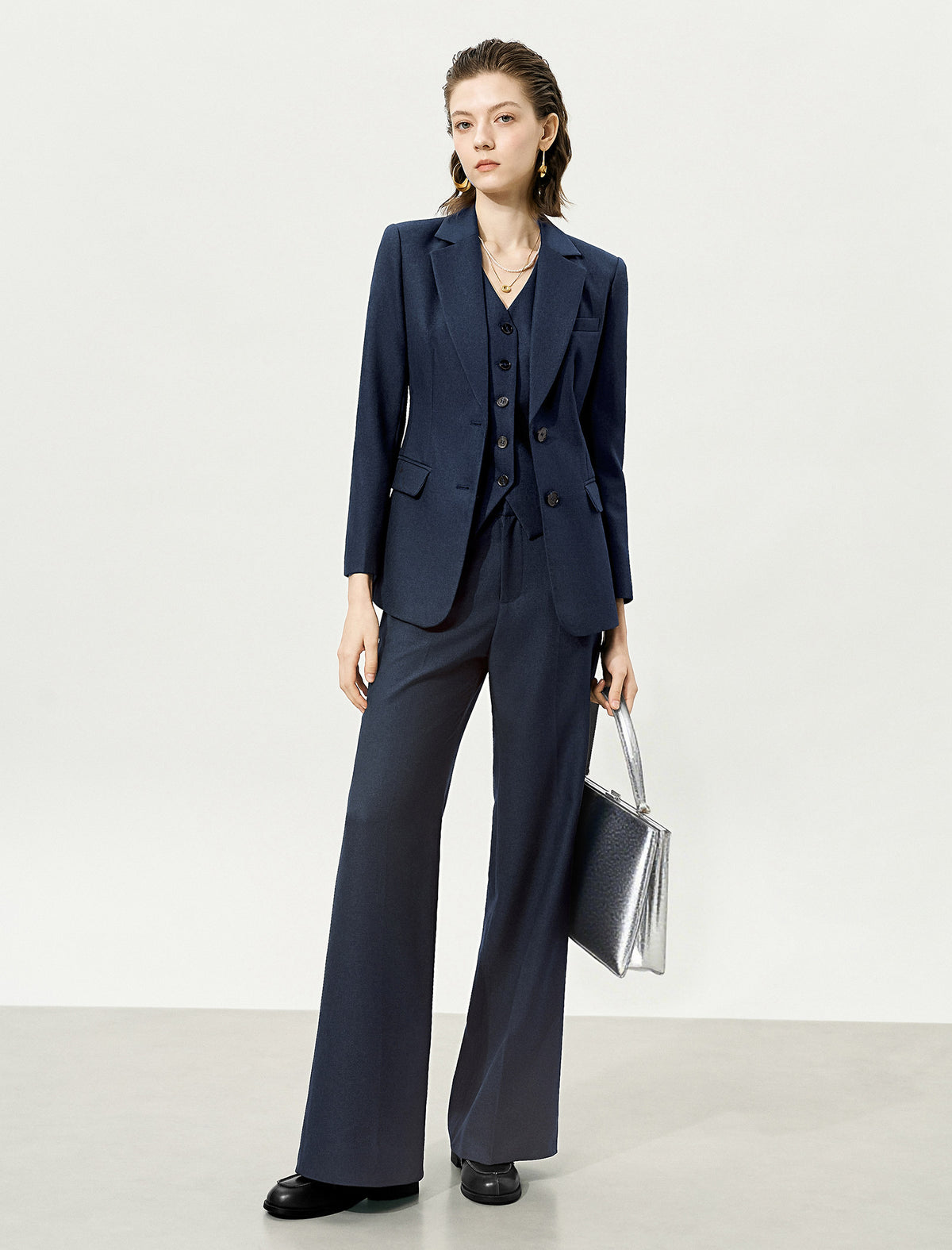 High-Waisted Loose Straight Leg Suit Pants