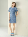 Lace Puff Sleeve Sheath Mini Dress