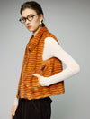 Striped Collared Sleeveless Cropped Vest