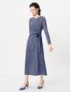 Waist-Defining Slim Fit Long-Sleeve Midi Dress