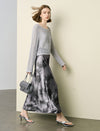 Satin Tie-Dye Midi Skirt