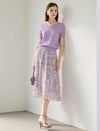 Floral Chiffon Pleated A-Line Skirt