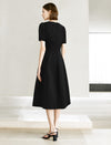 Black Puff Sleeve Midi Dress
