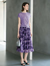 Tie-Dye Pleated Midi Skirt