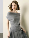 Off-the-Shoulder Draped Knit Top