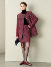 Burgundy Tweed Mini Skirt