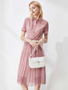 Short Sleeve Plaid Dress with Cinched Waist