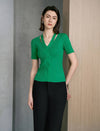 Emerald Green Cutout Twist Detail Knit Top
