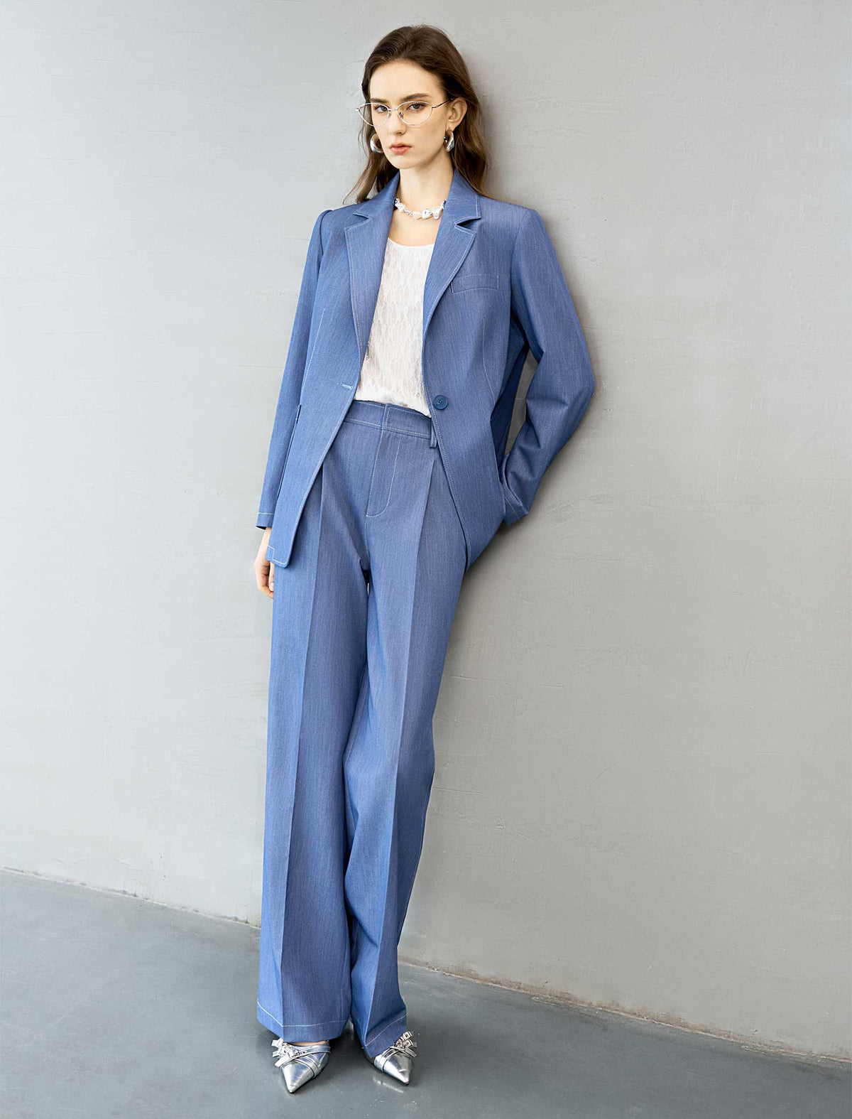 Light Blue Wide Leg Pants